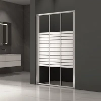 Параван за баня ICS S100/31, 100-160х190 см, рисувано стъкло, хром Параван за баня ICS S100/31, 100-160х190 см, рисувано стъкло, хром