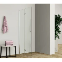 Универсална сгъваема врата ХЕЛЕН, 70-120х200 см, прозрачно стъкло, хром