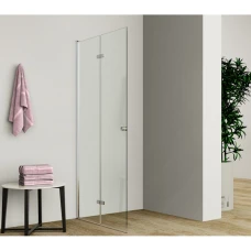 Универсална сгъваема врата ХЕЛЕН, 70-120х200 см, прозрачно стъкло, хром