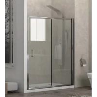 Параван за баня NEW FLORA 500, 100-170х180 см, прозрачно стъкло, хром