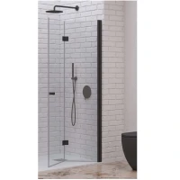 Параван за баня S7, сгъваема врата, прозрачно стъкло, черен мат