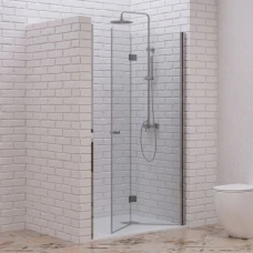 Параван за баня S7, сгъваема врата, прозрачно стъкло, хром