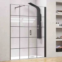 Параван за баня NERO PRIVOT PORTA 6 , 140-180х200 см, черен мат