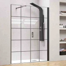 Параван за баня NERO PRIVOT PORTA 6 , 140-180х200 см, черен мат