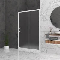 Параван за баня Bella W, 98-152х195 см, мат стъкло, бял