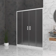 Параван за баня Bella W2, 150-200x195 см, мат стъкло, бял