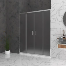 Параван за баня Bella W2, 150-180x195 см, мат стъкло, хром