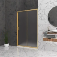 Параван за баня Bella W1, 98-152х195 см, мат стъкло, злато