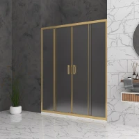 Параван за баня Bella W2, 150-200x195 см, мат стъкло, злато