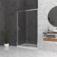 Параван за баня Bella W1, 98-152х195 см, прозрачно стъкло, хром