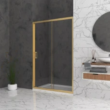 Параван за баня Bella W1, 98-152х195 см, прозрачно стъкло, злато