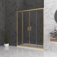 Параван за баня Bella W2, 150-200x195 см, прозрачно стъкло, злато Параван за баня Bella W2, 150-200x195 см, прозрачно стъкло, злато