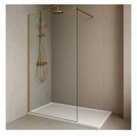 Параван за баня WALK IN, 90-120x200 см, 8 мм стъкло, злато