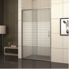 Параван за баня, 160-180х190 см, рисувано стъкло, хром