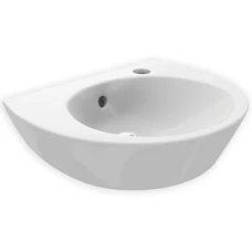 Мивка за баня с десен отвор за смесител, 45-60 см, бял