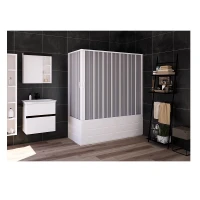Параван за вана FLEX Vasca 3, тип хармоника, 70х170×150 см, обков PVC, бял Параван за вана FLEX Vasca 3, тип хармоника, 70х170×150 см, обков PVC, бял