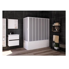 Параван за вана FLEX Vasca 3, тип хармоника, 70х170×150 см, обков PVC, бял