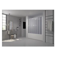 Параван за вана FLEX, тип хармоника, 140-170×150 см, обков PVC, бял