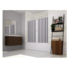 Параван за вана FLEX 2, тип хармоника, 150-170×150 см, обков PVC, бял