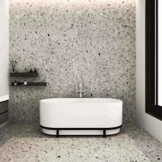 Свободностояща вана, 160х74.5х60 см, бял мат с черна метална рамка