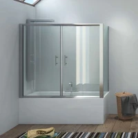 Параван за вана FLORA 300 & SN-10, 70-90х160-200х148 см, прозрачно стъкло, хром