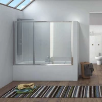 Параван за вана PENTA K-100, 140-180х148см, прозрачно стъкло, хром