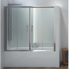 Параван за вана FLORA 300 Cristalo, 160-200х148 см, прозрачно стъкло, хром