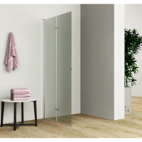 Универсална сгъваема врата ХЕЛЕН, 70-120х200 см, мат стъкло, хром